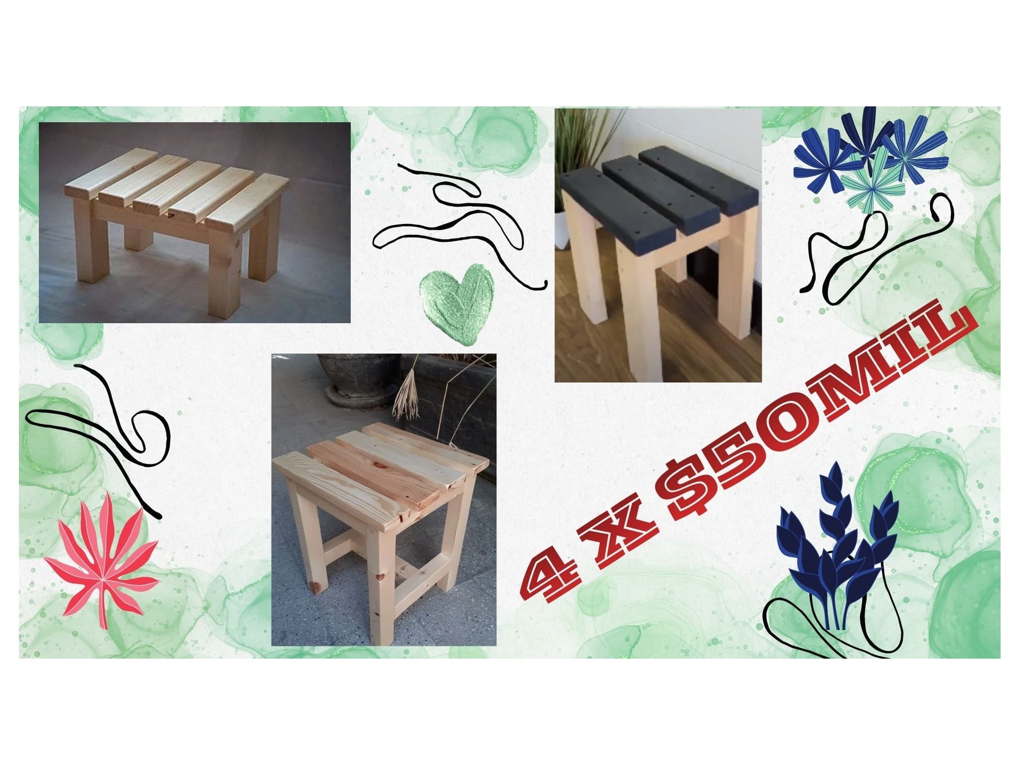 BANQUITOS DE MADERA VARIOS MODELOS-EN VILLA CARLOS PAZ