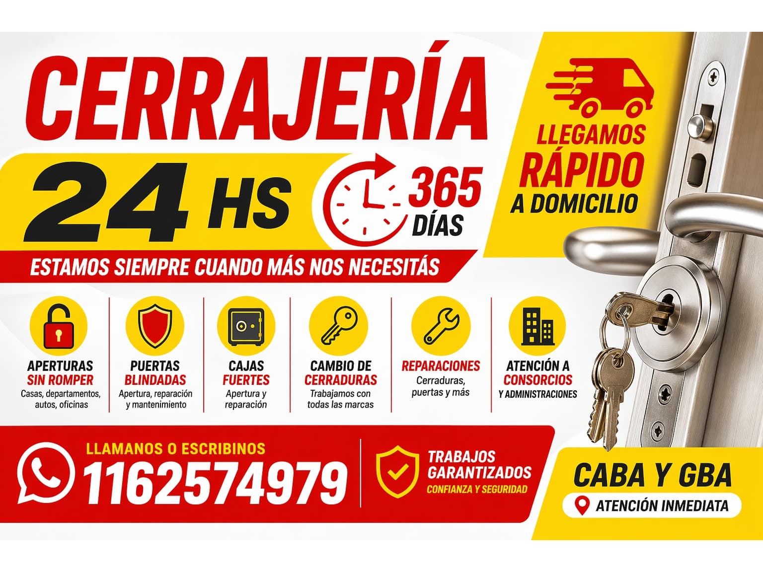 Cerrajería de Urgencias // Parque Chacabuco // Cerrajeros a Domicilio // 116257-4979