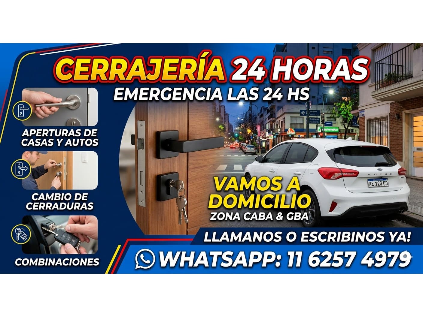 Cerrajería de Urgencias // Villa Urquiza // Cerrajeros a Domicilio // 116257-4979
