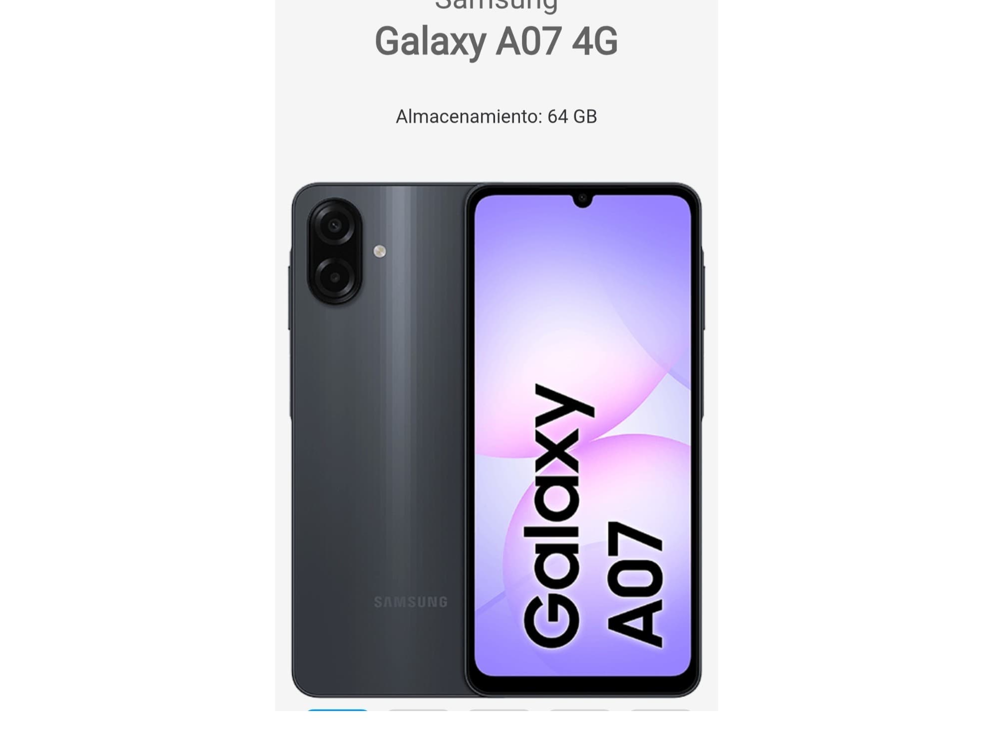 SAMSUNG GALAXY A07 COLOR NEGRO C/GTIA..NUEVO..