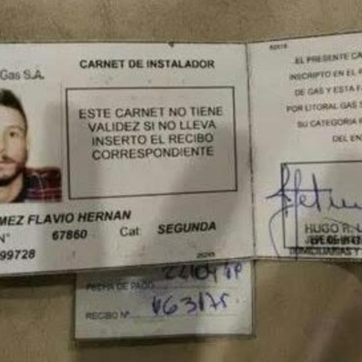 Plomero gasista matriculado mat 67860