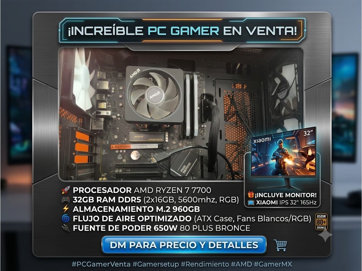 Pc Gamer ryzen 7 7700 Almacenamiento 1Tb 32gb Ram