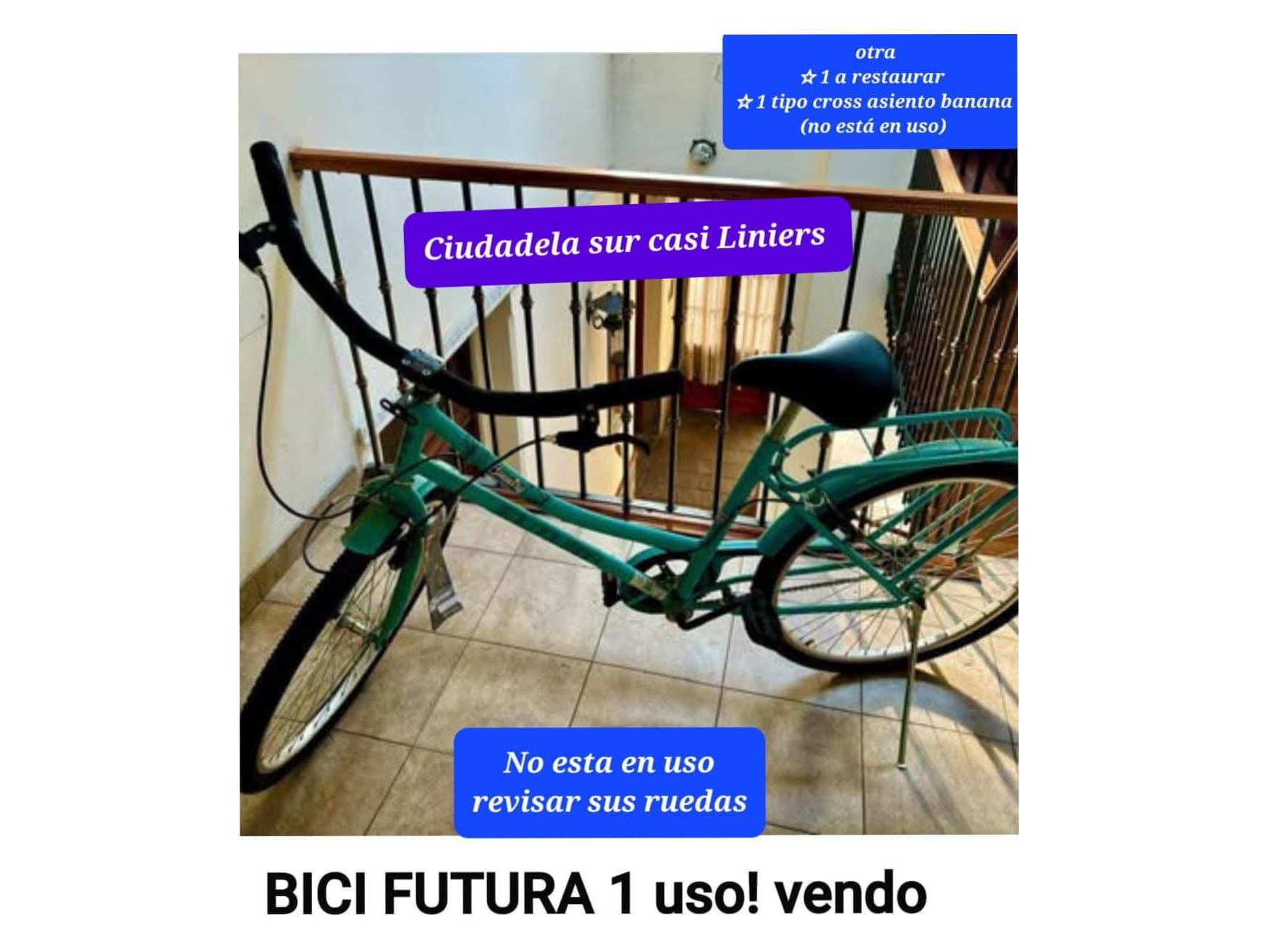 BICI KELINBIKE 1 USO, SOLO VER RUEDAS X NO USAR. OPORTUNIDAD!!! hermosa