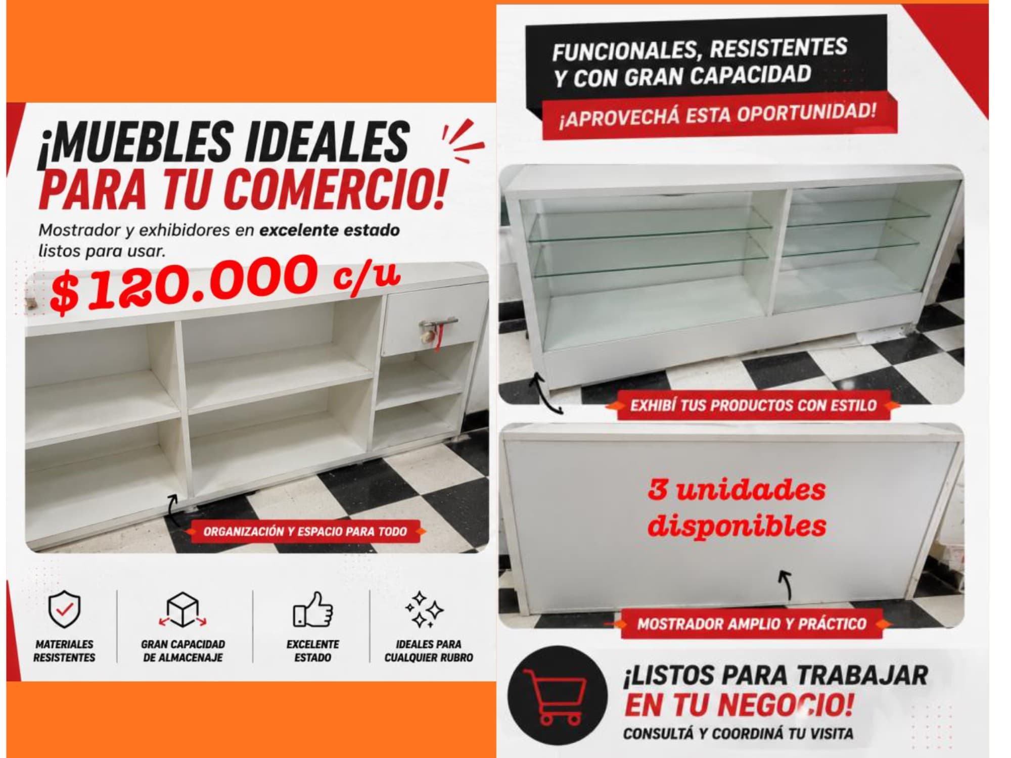 MUEBLES MOSTRADOR, EXCHIBIDOR Y DE ALMACENAMIENTO