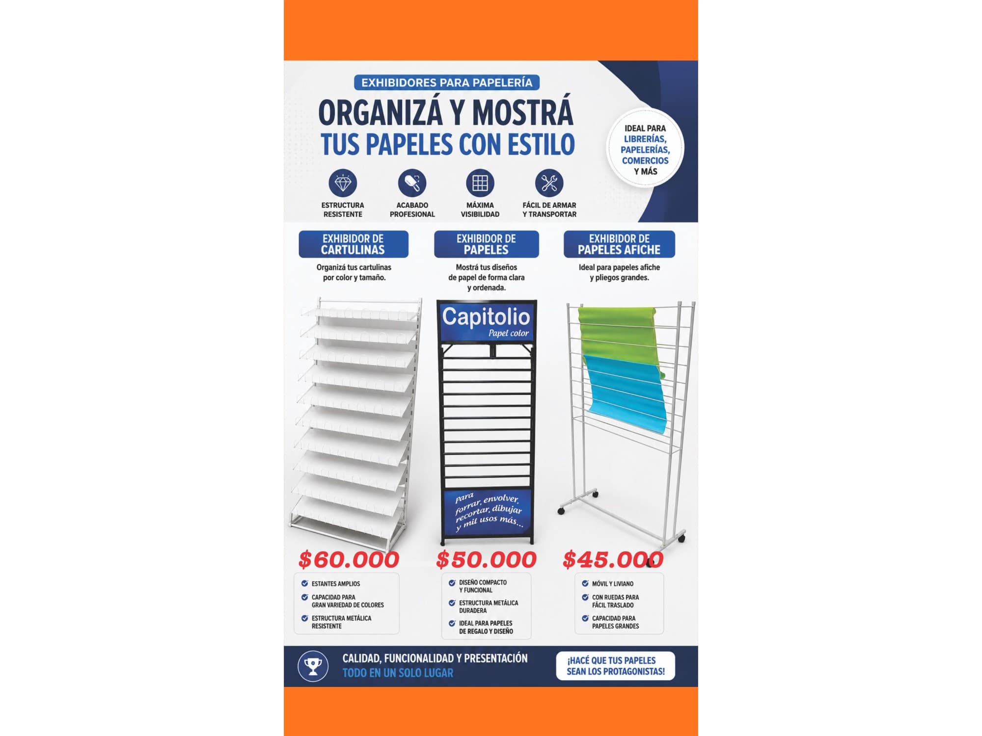 EXHIBIDORES DE CARTULIAS, PAPELES Y PAPEL AFICHE