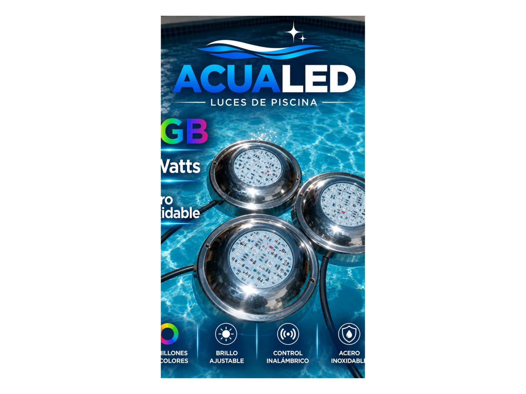 Kit luces rgb para piscina de hormigon
