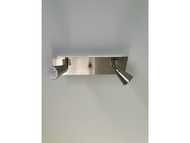 DOS PLAFONES DE ACERO INOXIDABLE CON DICROICAS LUZ BLANCO FRIO OPTIMO ESTADO