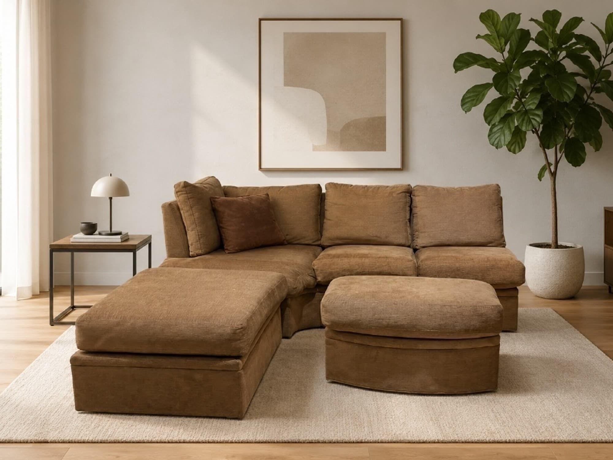 Sillón Modular Premium en Chenille Color Marrón