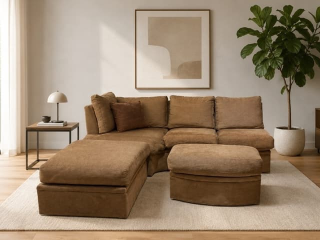 Sillón Modular Premium en Chenille Color Marrón
