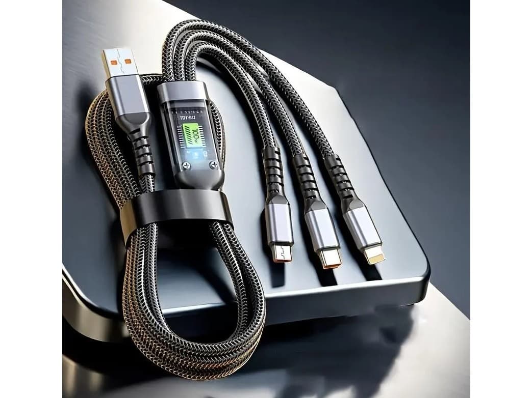 CABLE DE CARGA Y DATOS 3 EN 1 (Tipo C, Micro USB y Ligthning) 100w PD