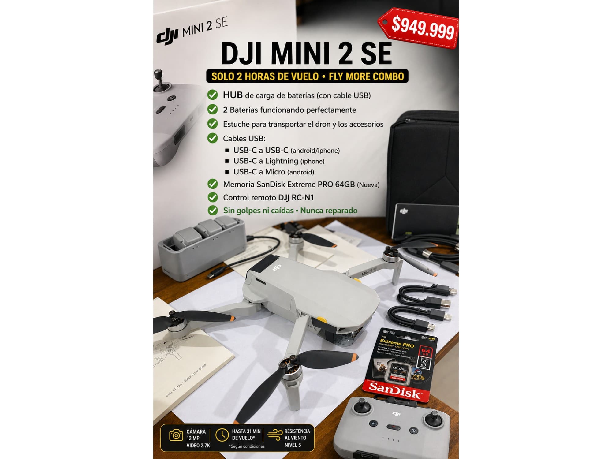 DJI Mini 2 SE Fly More Combo | 2 Baterias | Excelente estado | Muy poco uso