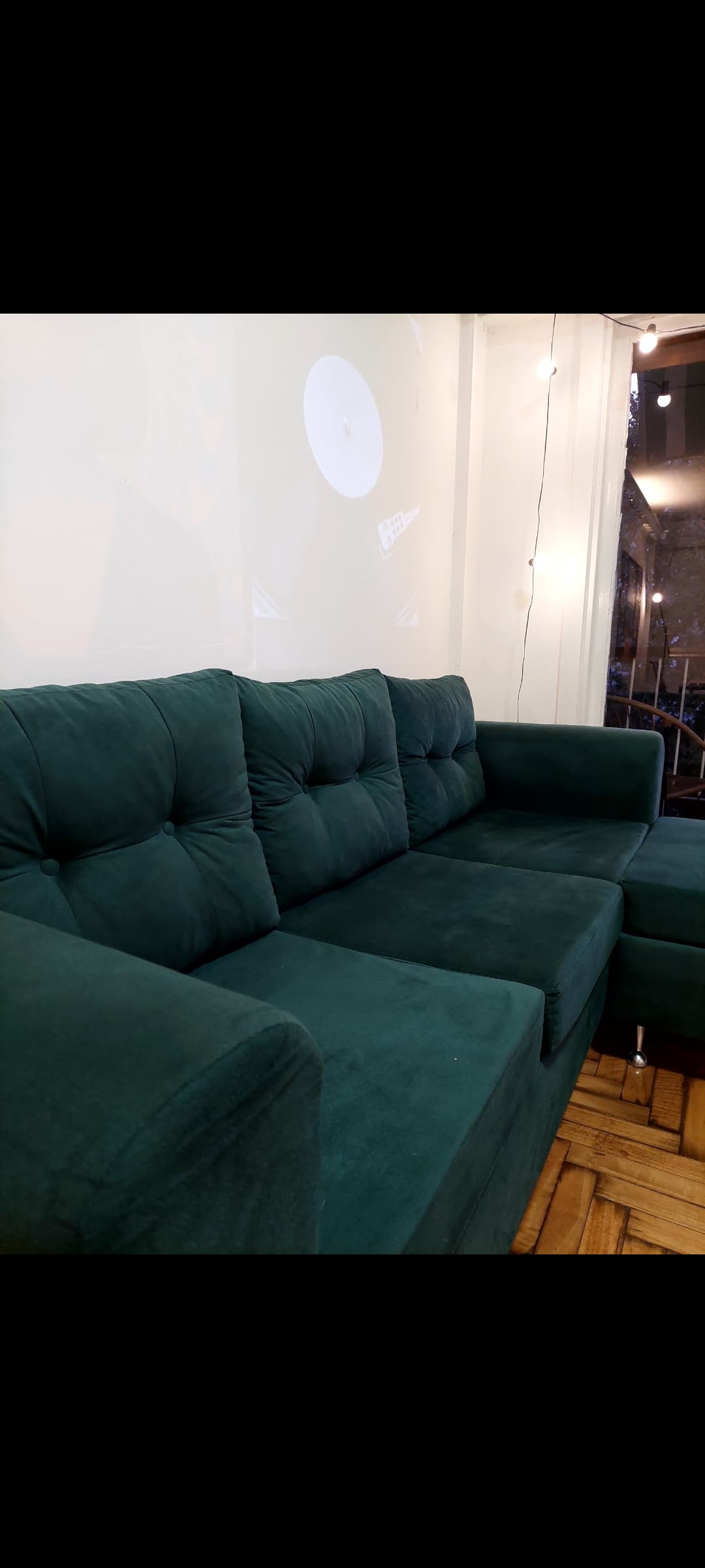 Sillon de Pana Verde Ingles 3 cuerpos + butaca