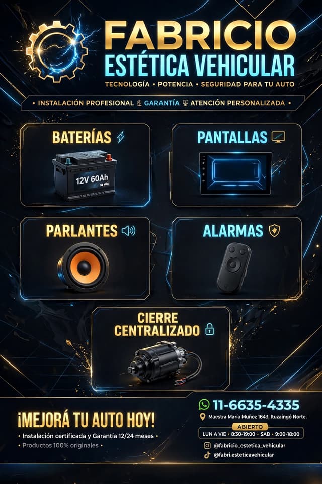 Venta y Colocación Baterías Alarmas Estéreos Pantallas Táctil GPS Parlantes Potencias Led Cree Led y mucho más!!!