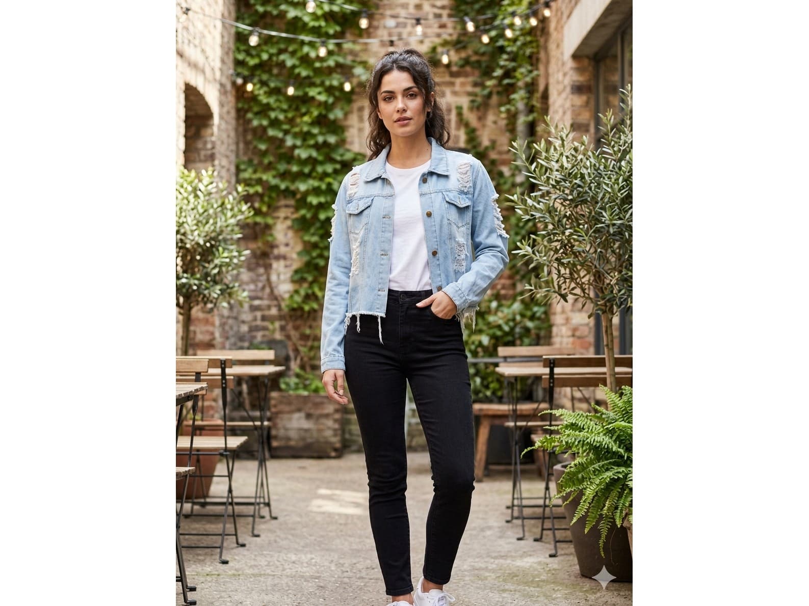 Campera de jean con roturas. Perfecto estado