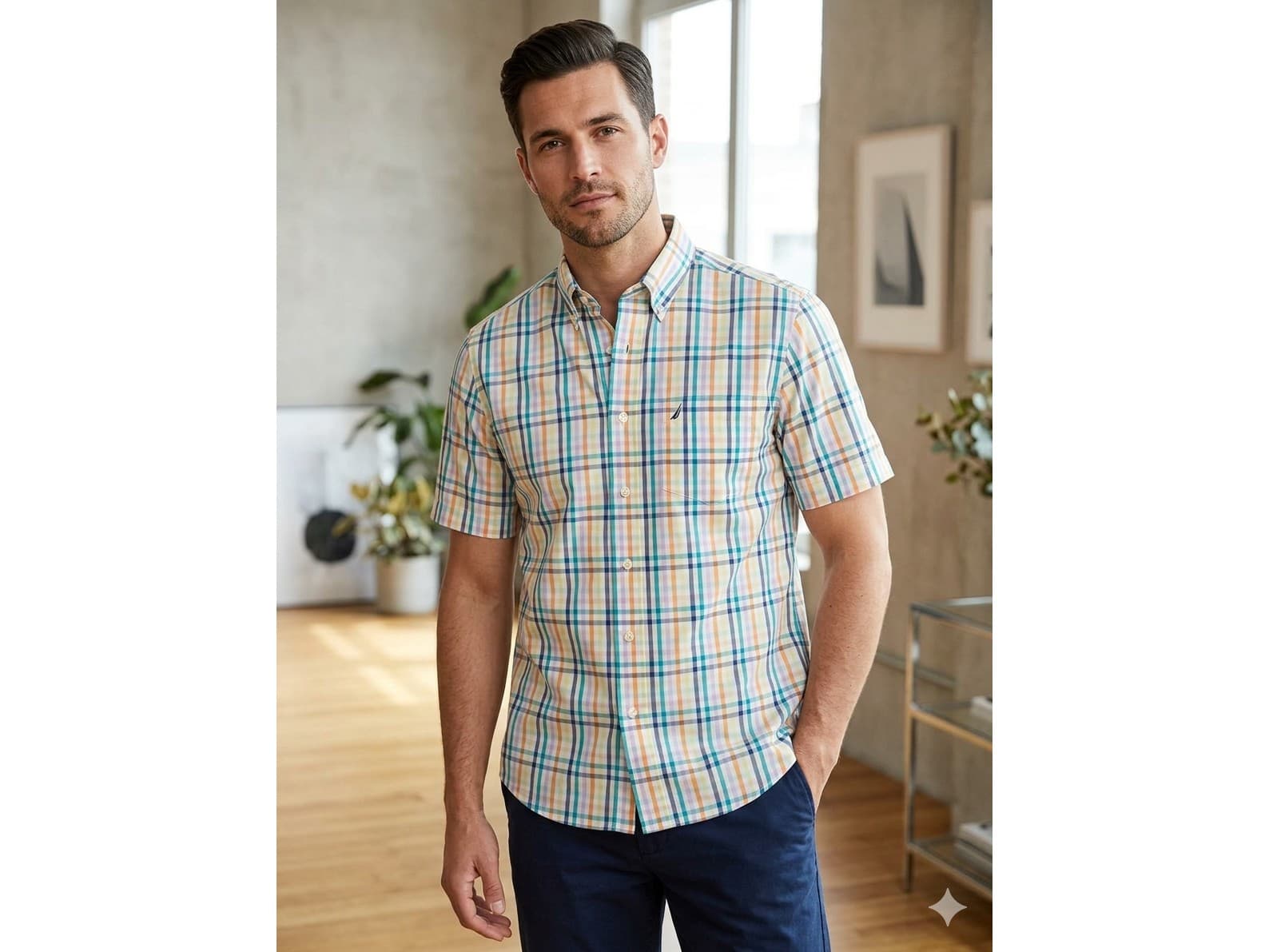 Camisa de hombre, cuadriculada. Impecable