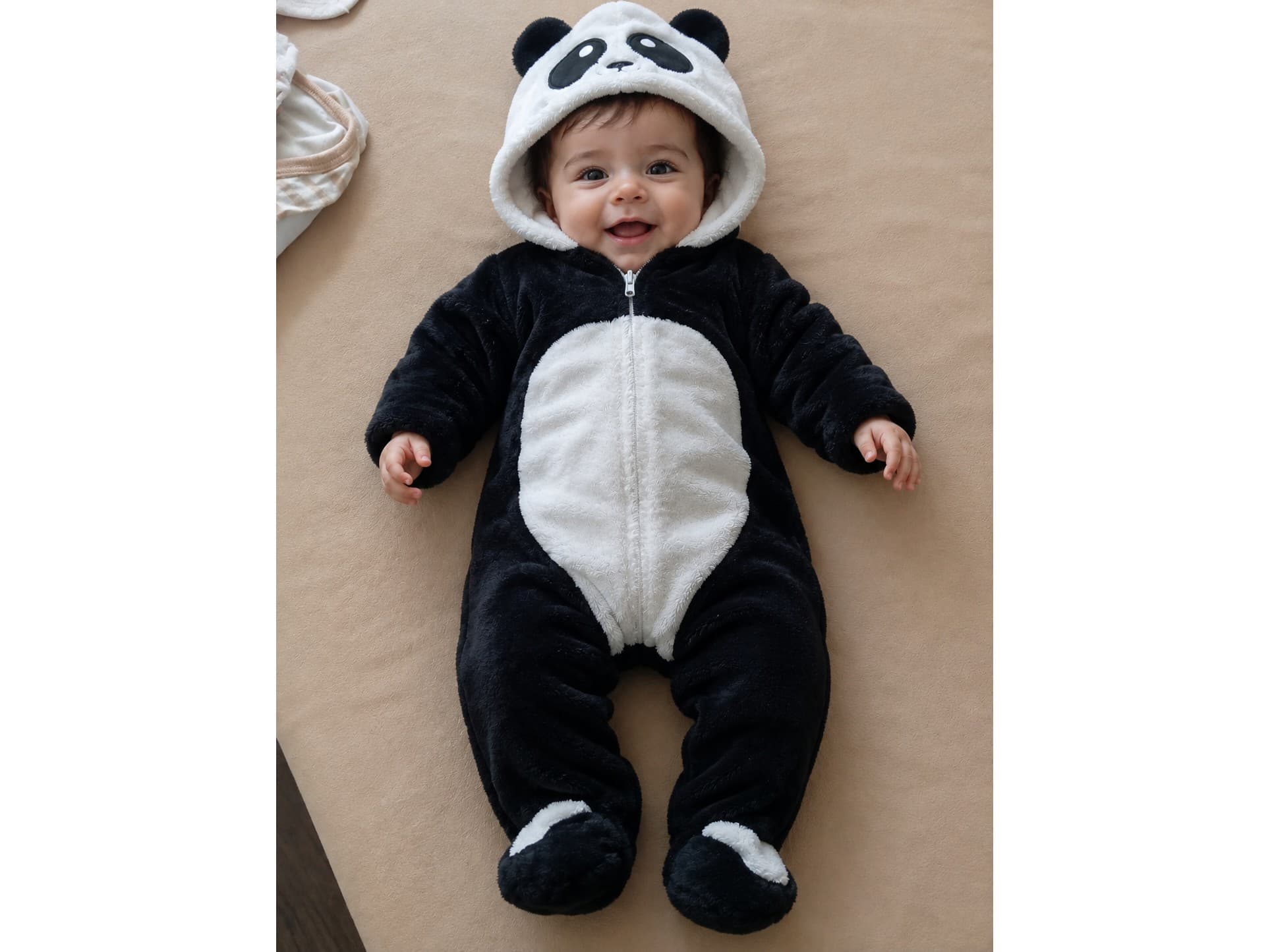 Enterito, pijama bebe peludito, abrigado. Oso panda