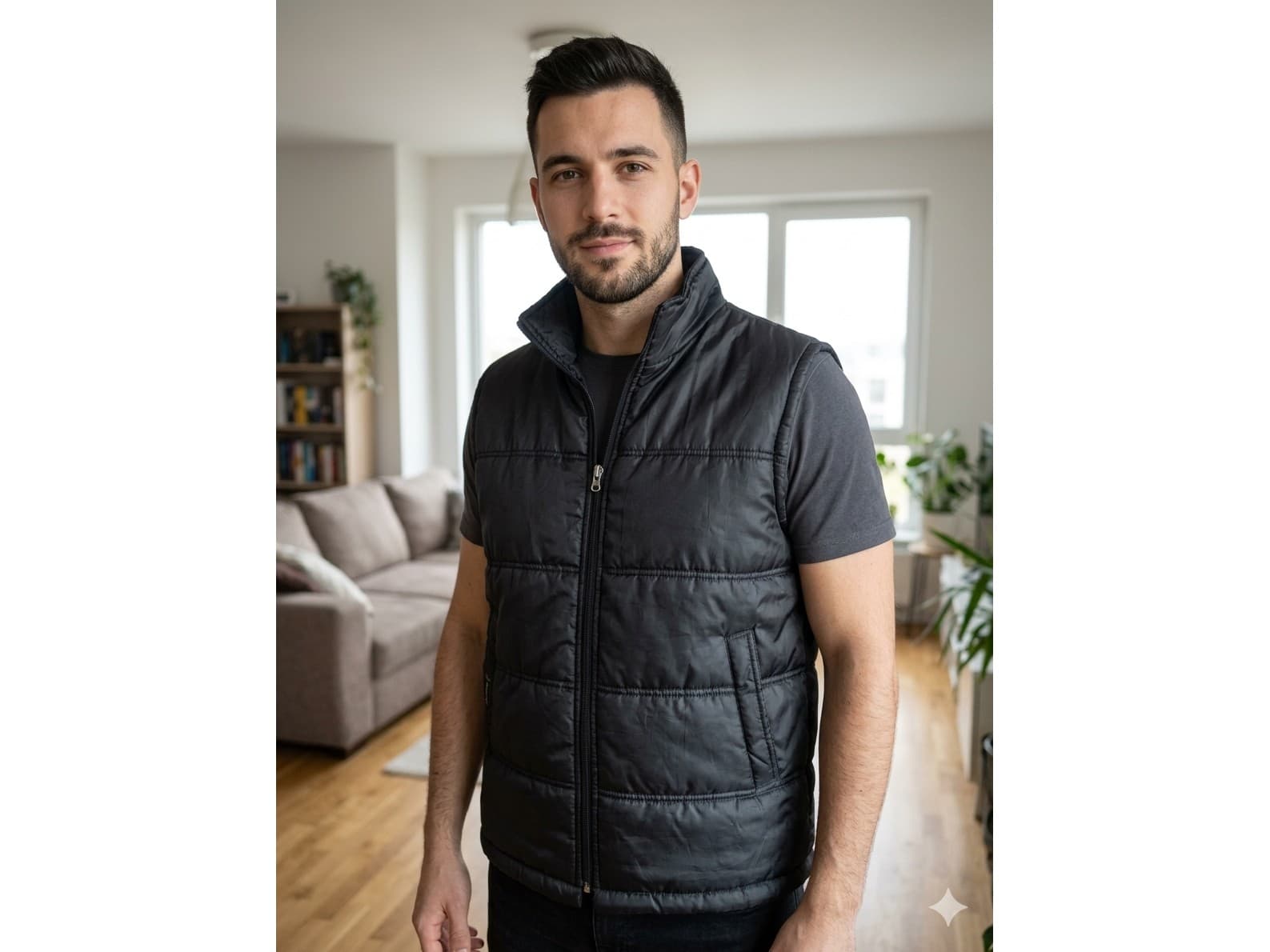 Chaleco puffer amplio unisex. Un uso