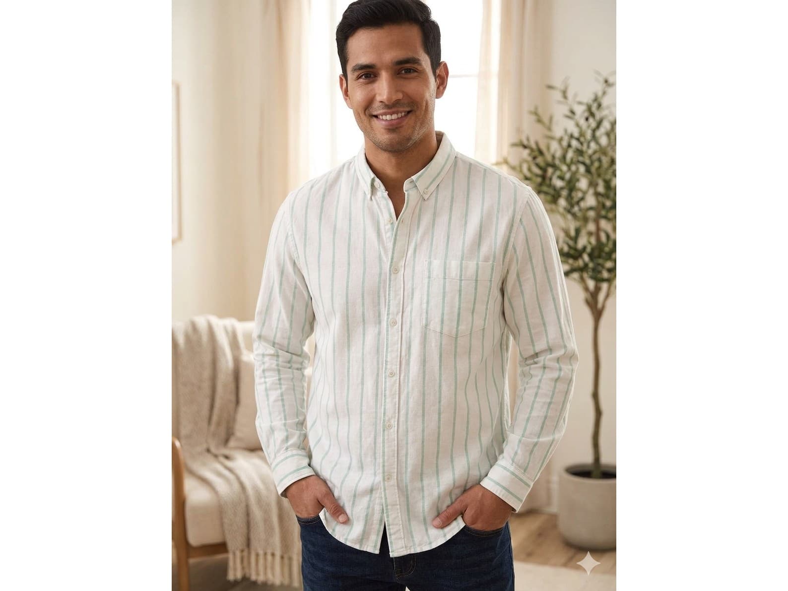 Camisa de hombre, rayada. Impecable