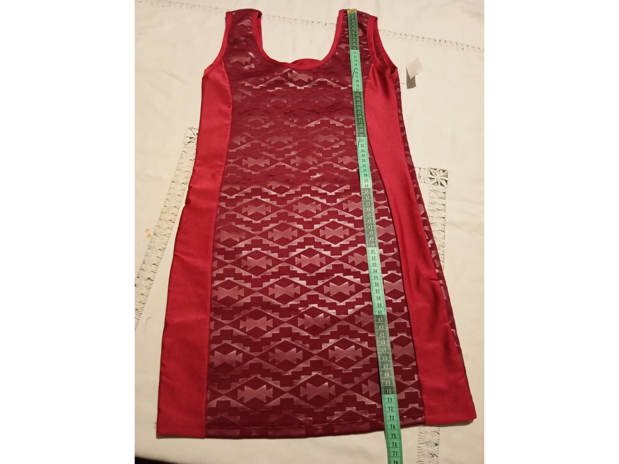 Vestido corto, combinado, nudo en espalda. Nuevo