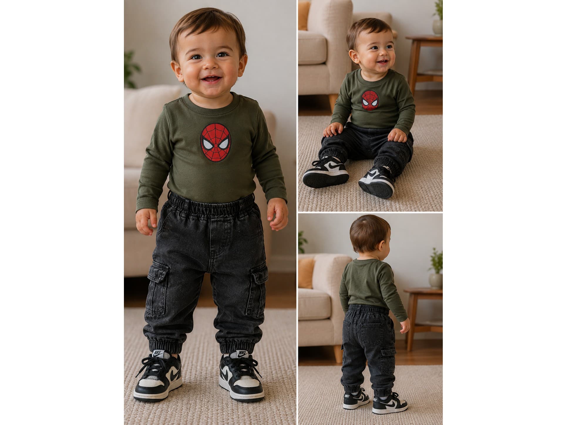Conjunto zapatillas mas pantalon 12 meses. 2 piezas
